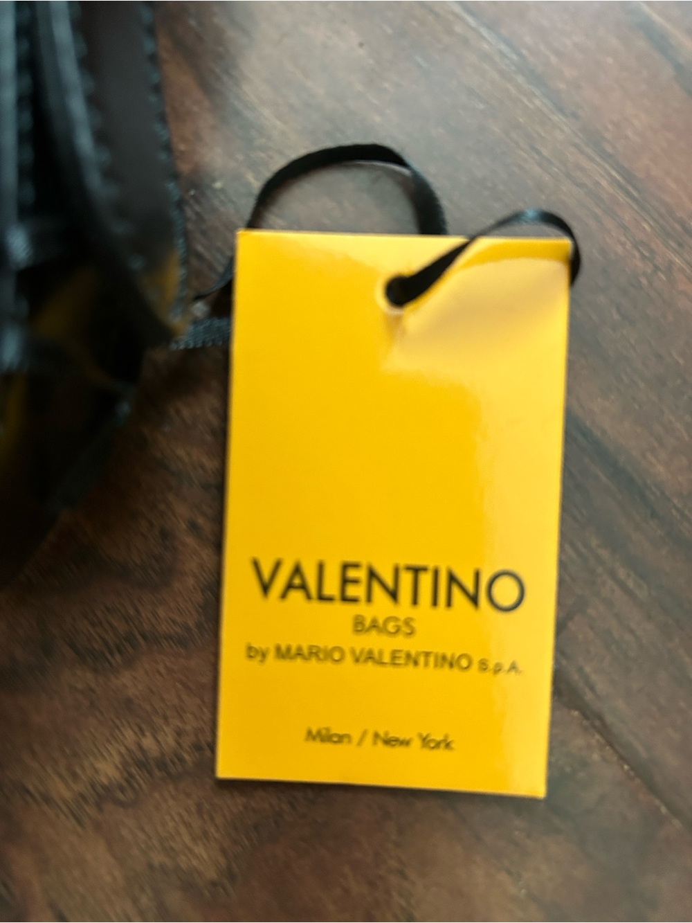 Valentino Black Leather Shoulder Bag with Gold Accent - Picture 6 of 9